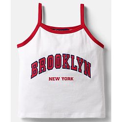 Pine Kids Single Jersey Knit Half Sleeves Top & Shorts Set With Brooklyn Print - Red & White