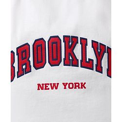 Pine Kids Single Jersey Knit Half Sleeves Top & Shorts Set With Brooklyn Print - Red & White