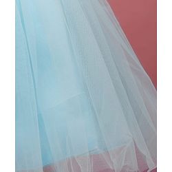 Pine Kids Woven Sleeveless Mesh Party Dress with Sequin Detailing & Bow Applique - Light Blue