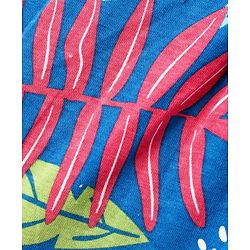 Pine Kids Cotton Knit Puffed Sleeves Top with Tropical Print - Blue