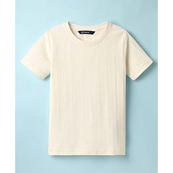 Pine Kids Knit Half Sleeves Solid T-Shirt & Shorts Co-Ord Set - White