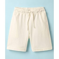 Pine Kids Knit Half Sleeves Solid T-Shirt & Shorts Co-Ord Set - White