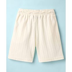 Pine Kids Knit Half Sleeves Solid T-Shirt & Shorts Co-Ord Set - White