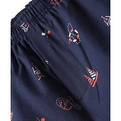 Pine Kids Cotton Woven Mid Thigh Boxers With Anchor Print Pack Of 2 - Light Blue & Navy Blue