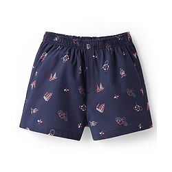 Pine Kids Cotton Woven Mid Thigh Boxers With Anchor Print Pack Of 2 - Light Blue & Navy Blue