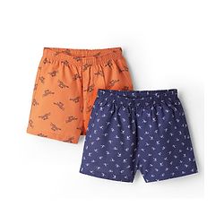 Pine Kids Cotton Woven Boxers With Animal Print Pack Of 2 (Colour May Vary)