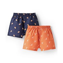 Pine Kids Cotton Woven Boxers With Ball & Bird Print Pack Of 2 (Colour May Vary)