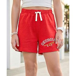 Pine Kids Looper Mid Thigh Shorts With Text Print - Red