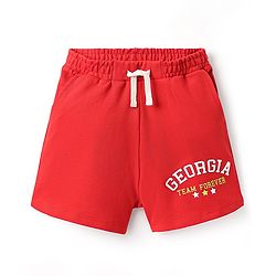 Pine Kids Looper Mid Thigh Shorts With Text Print - Red
