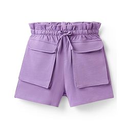 Pine Kids Looper Knit Mid Thigh Solid Colour Shorts - Lavender