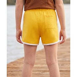 Pine Kids Looper Knit Mid Thigh Shorts With Text Print - Yellow