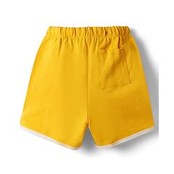Pine Kids Looper Knit Mid Thigh Shorts With Text Print - Yellow