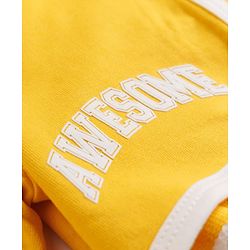 Pine Kids Looper Knit Mid Thigh Shorts With Text Print - Yellow