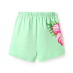 Pine Kids Looper Knit Mid Thigh Shorts with Floral Print - Light Green
