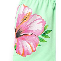 Pine Kids Looper Knit Mid Thigh Shorts with Floral Print - Light Green