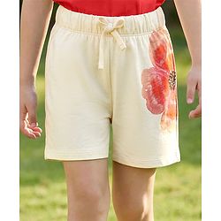 Pine Kids Looper Knit Mid Thigh Shorts With Floral Print - White