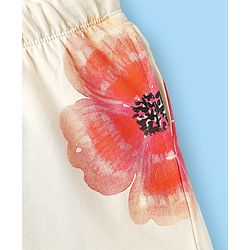 Pine Kids Looper Knit Mid Thigh Shorts With Floral Print - White