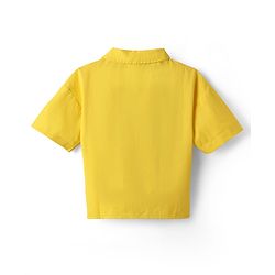 Pine Kids Cotton Woven Half Sleeves Solid Color Top & Shorts Set - Golden