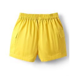 Pine Kids Cotton Woven Half Sleeves Solid Color Top & Shorts Set - Golden