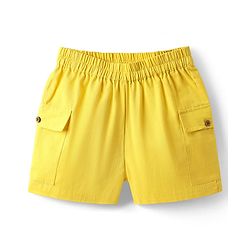 Pine Kids Cotton Woven Half Sleeves Solid Color Top & Shorts Set - Golden