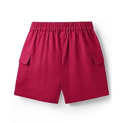 Pine Kids Cotton Woven Half Sleeves Solid Color Top & Shorts Set - Maroon