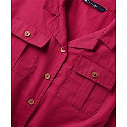 Pine Kids Cotton Woven Half Sleeves Solid Color Top & Shorts Set - Maroon