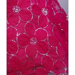 Pine Kids Woven Half Sleeves Party Dress With Sequin Detailing - Dark Pink