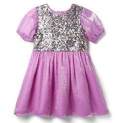 Pine Kids Woven Half Sleeves Party Dress with Shimmer & Sequin - Plum