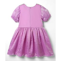 Pine Kids Woven Half Sleeves Party Dress with Shimmer & Sequin - Plum