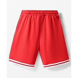 Pine Active Knit Knee Length Solid Color Shorts - Red