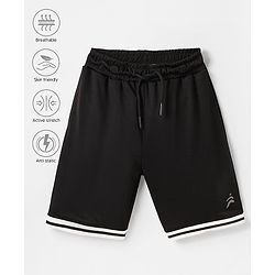 Pine Active Knee Length Solid Shorts - Black