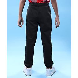 Pine Active Knit Full Length Super Stretch Cut & Sew Joggers with Text Puff Print - Black