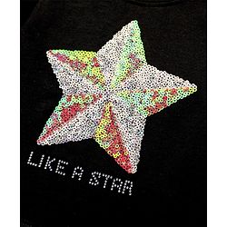 Pine Kids Cotton Knit Half Sleeves Top with Sequin Detailing & Tassel Hem - Black