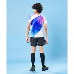 Pine Active Knit Super Stretch Half Sleeves Printed T-Shirt - White & Blue