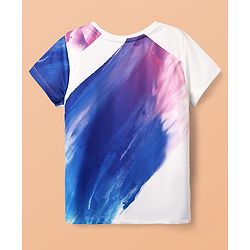 Pine Active Knit Super Stretch Half Sleeves Printed T-Shirt - White & Blue