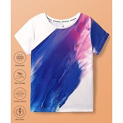 Pine Active Knit Super Stretch Half Sleeves Printed T-Shirt - White & Blue