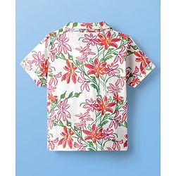 Pine Kids Single Jersey Knit Half Sleeves Shorts Co-Ords Night Suit with Floral Print - White