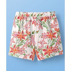 Pine Kids Single Jersey Knit Half Sleeves Shorts Co-Ords Night Suit with Floral Print - White