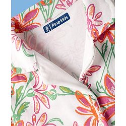 Pine Kids Single Jersey Knit Half Sleeves Shorts Co-Ords Night Suit with Floral Print - White