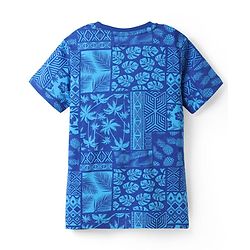 Pine Kids Single Jersey Knit Half Sleeves Co-ords Shorts Night Suit With Tropical Theme Print - Blue