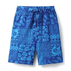 Pine Kids Single Jersey Knit Half Sleeves Co-ords Shorts Night Suit With Tropical Theme Print - Blue