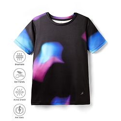Pine Active Knit Half Sleeves Printed T-Shirt - Black