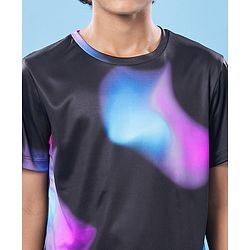 Pine Active Knit Half Sleeves Printed T-Shirt - Black