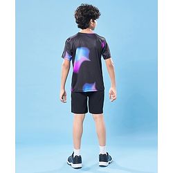 Pine Active Knit Half Sleeves Printed T-Shirt - Black