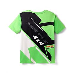 Pine Active Knit Half Sleeves Printed T-Shirt - Green & Black