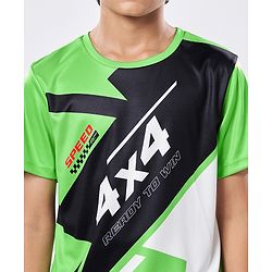Pine Active Knit Half Sleeves Printed T-Shirt - Green & Black