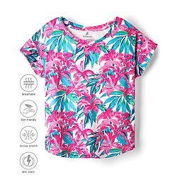Pine Active Half Sleeves T-Shirt With Floral Print - Pink