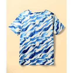 Pine Active Knit Half Sleeves Printed T-Shirt - Blue & White