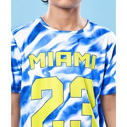 Pine Active Knit Half Sleeves Printed T-Shirt - Blue & White