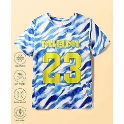 Pine Active Knit Half Sleeves Printed T-Shirt - Blue & White